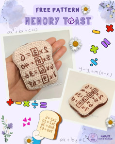 Free Crochet Pattern Memory Toast with Math Equations by Hanvee Craft