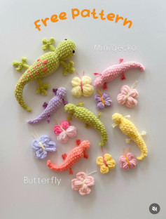 Free Crochet Pattern: Mini Gecko and Butterfly Amigurumi Tutorial with Materials List