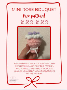 Free Crochet Pattern: Mini Rose Bouquet Keychain by ATCrochets - Beginner to Intermediate Skill Level