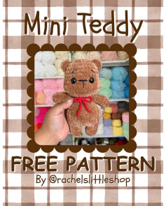 Free Crochet Pattern: Mini Teddy Bear Amigurumi with Red Bow Tie