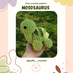Free Crochet Pattern: Mososaurus Dinosaur Plushie in Green