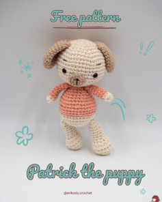 Free Crochet Pattern: Patrick the Puppy Amigurumi - Cute Beige and Orange Dog Doll