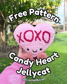 Free Crochet Pattern: Pink Candy Heart Jellycat Amigurumi with XOXO Design