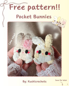 Free Crochet Pattern: Pocket Bunnies by Kushicrochets - Cute Mini Amigurumi Rabbits with Plush Yarn