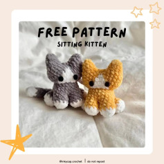Free Crochet Pattern: Sitting Kitten Amigurumi - Beginner Friendly Chenille Yarn Tutorial