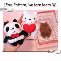Free Crochet Pattern We Bare Bears Amigurumi - Panda, Polar Bear, Grizzly