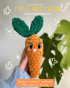Free Easter Crochet Pattern: The Carrot Bunny Amigurumi Tutorial with Chenille Yarn