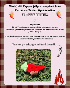 Free Mini Chilli Pepper Jellycat-inspired Crochet Pattern by @PIRES.PELUCHES