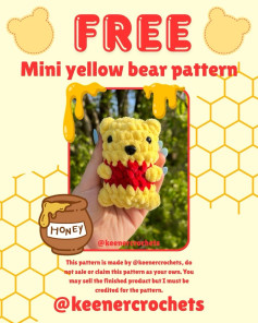 Free Mini Yellow Bear Crochet Pattern with Red Shirt