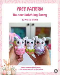 Free No-Sew Hatchling Bunny Amigurumi Crochet Pattern by DrChoco Crochet