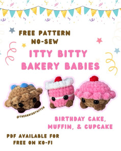 Free No-Sew Itty Bitty Bakery Babies Pattern: Cake, Muffin, & Cupcake Amigurumi