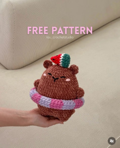 Free Pattern: Chubby Summer Capybara with Watermelon Slice and Swim Ring