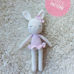 Free Pattern Crochet Rabbit Doll with Pink Tutu and Bow