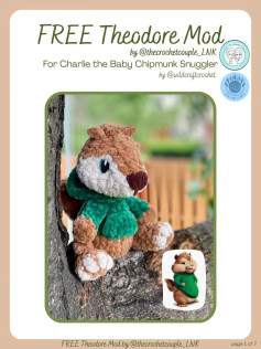 Free Theodore Mod: Crochet Pattern for Charlie the Baby Chipmunk Snuggler with Green Hoodie