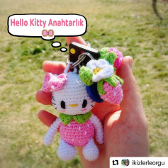 Hello Kitty Anahtarlık Mankeni Örgü Şeması