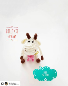 Hilalce Free Crochet Cow Amigurumi Pattern with Pink Udder and Bell