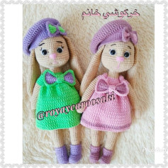 Hướng dẫn móc búp bê thỏ dễ thương mặc váy xanh và hồng