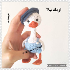 Hướng dẫn móc len búp bê vịt Donald Duck màu trắng xanh