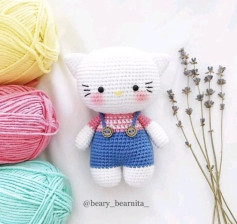 Хэллоу Китти: Схема вязания амигуруми (Hello Kitty Crochet Amigurumi Pattern)