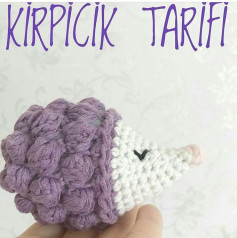 Kırpıcı Tarifi: Hướng dẫn chi tiết cách móc len búp bê con nhím màu tím và trắng