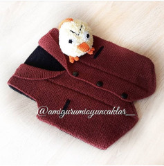 Knitted Baby Vest Pattern in Maroon and Black with Button Details