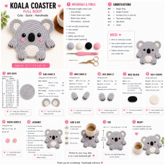 Koala Coaster Full Body Free Crochet Pattern