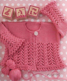 Lace & Cables Cardigan Pattern: Pink Knitted Jacket for Girls with Detailed Charts and Instructions