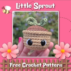 Little Sprout Free Crochet Pattern: Cute Amigurumi Plant Pot Doll with Brown Yarn and Safety Eyes