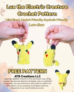 Lux the Electric Creature Free Crochet Pattern: Mini Sized, Low-Sew Amigurumi Keychain by ATB Creations