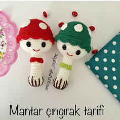 Mantar çingırak tarifi - Crochet Mushroom Rattle Pattern