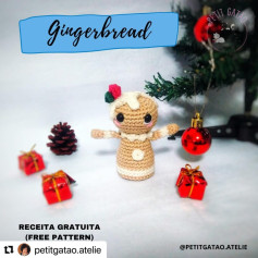 Mẫu móc len búp bê Gingerbread nhân dịp Giáng sinh, bao gồm danh sách vật liệu và hướng dẫn chi tiết từng bước