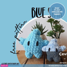 Mẫu móc len búp bê sao biển màu xanh Mavi Yıldız Amigurumi - Hướng dẫn chi tiết