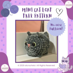 Mini Cat Loaf Free Pattern: No-sew Grey Bobble Stitch Amigurumi Tutorial