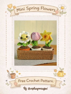 Mini Spring Flowers Free Crochet Pattern: Daisy, Tulip, and Daffodil Amigurumi in Crate