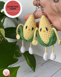 Mısır Adam Çanta Süsü/Anahtarlık Tarifi - Ücretsiz Mısır Şeklinde Amigurumi Örgü Deseni