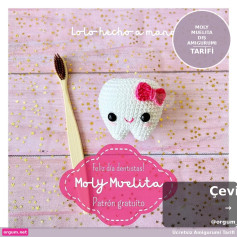 Moly Muelita Diş Amigurumi: Hướng dẫn móc len chi tiết tạo hình chiếc răng trắng dễ thương với nơ hồng