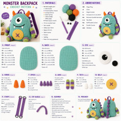 Monster Backpack Amigurumi Crochet Pattern Tutorial