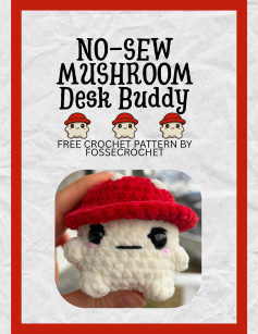 No-Sew Mushroom Desk Buddy Free Crochet Pattern by FosseCrochet