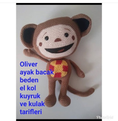 Oliver Monkey Amigurumi Crochet Pattern: Step-by-Step Instructions for Legs, Body, Arms, Tail, and Ears