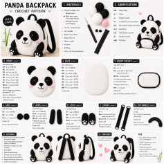 Panda Backpack Amigurumi Free Crochet Pattern with Materials and Assembly Instructions
