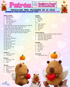 Patrón Amigurumi Capibara Ángel de Abundancia con Naranja y Corazón