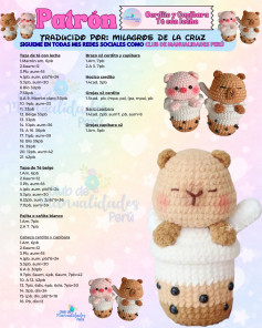 Patron Amigurumi Cerdito y Capibara Té con Leche