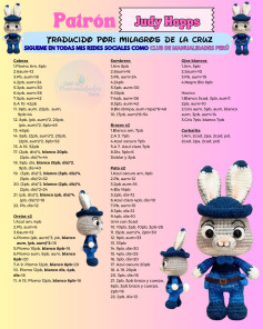 Patrón Amigurumi Judy Hopps: Tutorial Completo en Español para Tejer Conejo Policía de Zootopia