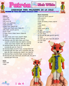 Patrón Amigurumi Nick Wilde: Guía paso a paso para tejer la figura de zorro con camisa verde y corbata azul