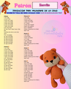 Patrón Amigurumi Oso Zorrito Tejido a Crochet