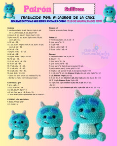 Patrón Amigurumi Sullivan: Guía de Crochet para Búho Azul con Manchas