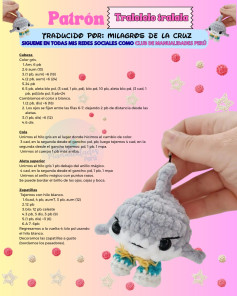 Patrón Amigurumi Tralolelo Tralala: Patrón de ganchillo para ballena gris con zapatillas