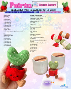 Patrón Cactus Amore: Búp bê xương rồng hình trái tim móc len siêu dễ thương