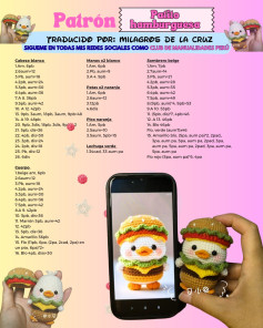 Patrón de Amigurumi: Patito Hamburguesa - Guía paso a paso para tejer un pato con forma de hamburguesa