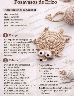 Patrón de Crochet para Posavasos de Erizo: Tutorial Paso a Paso con Abreviaciones